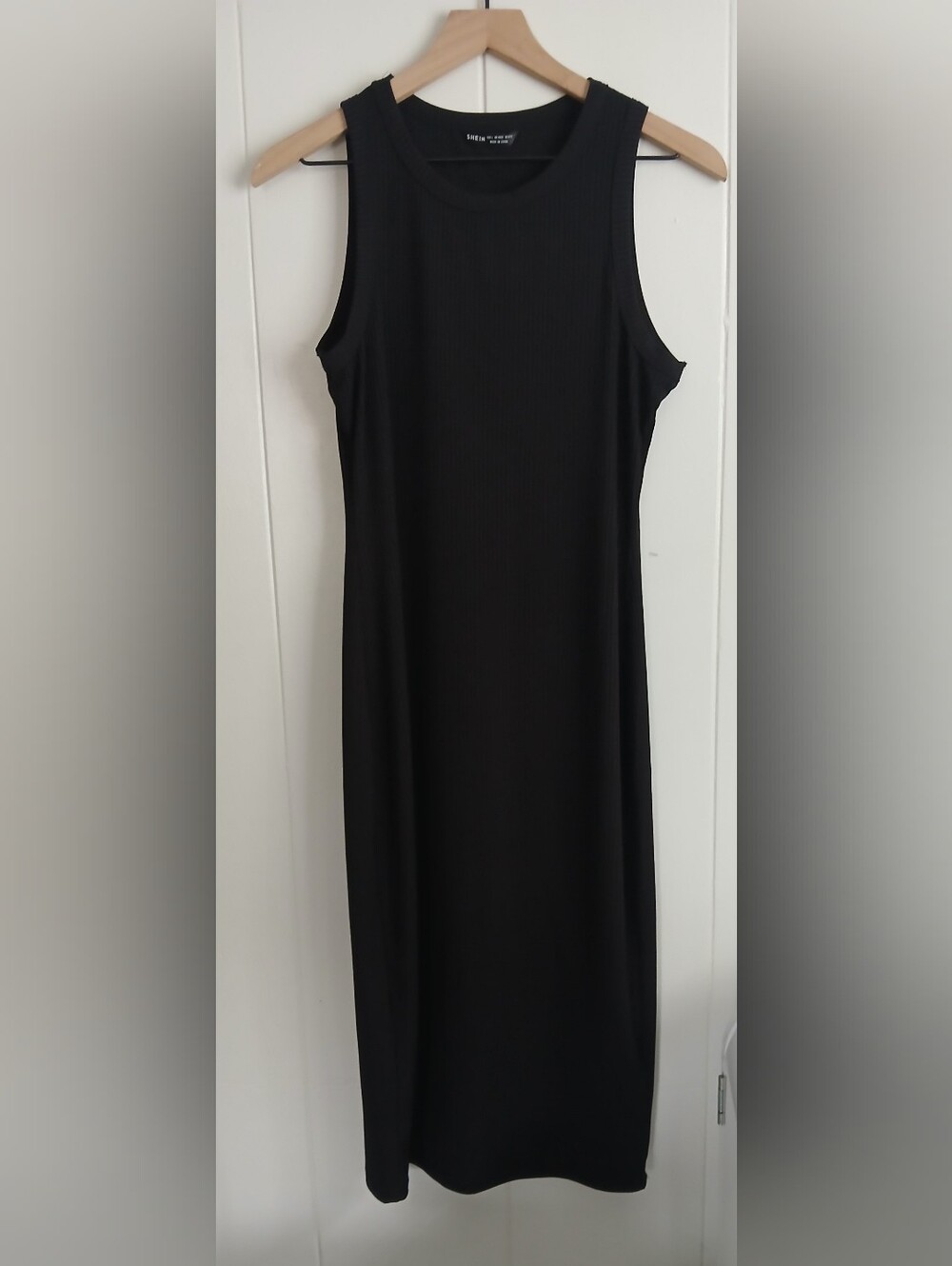 SHEIN Black Ribbed Bodycon Sleeveless Maxi Dress